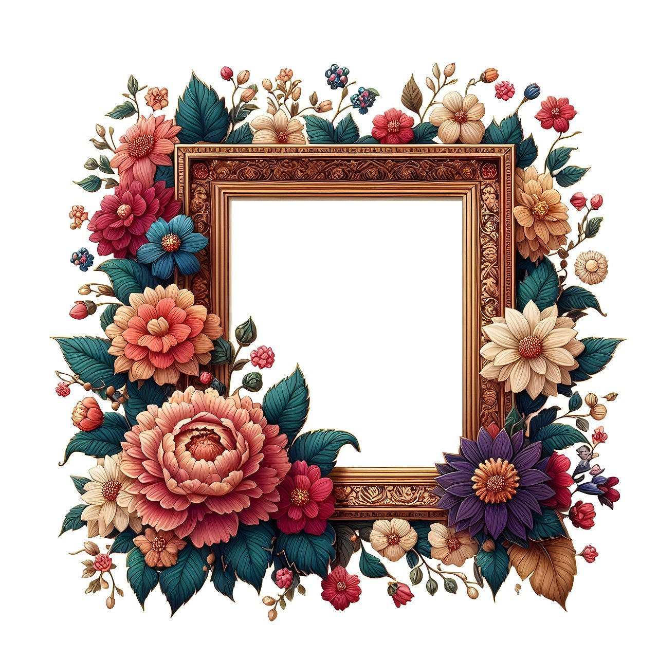 ai generated, frame, flowers