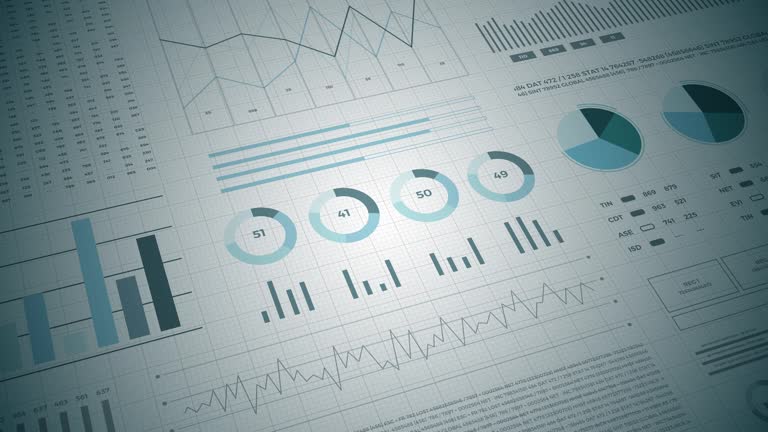 Statistics, financial market data, analysis and reports, numbers and graphs.