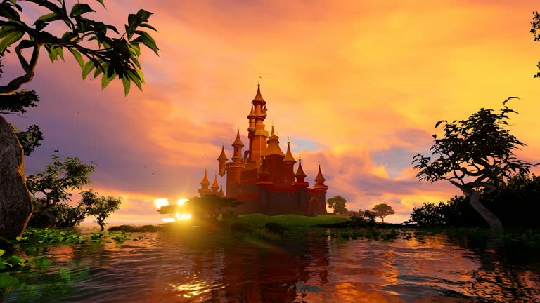 Fairy Tale Castle At Sunset