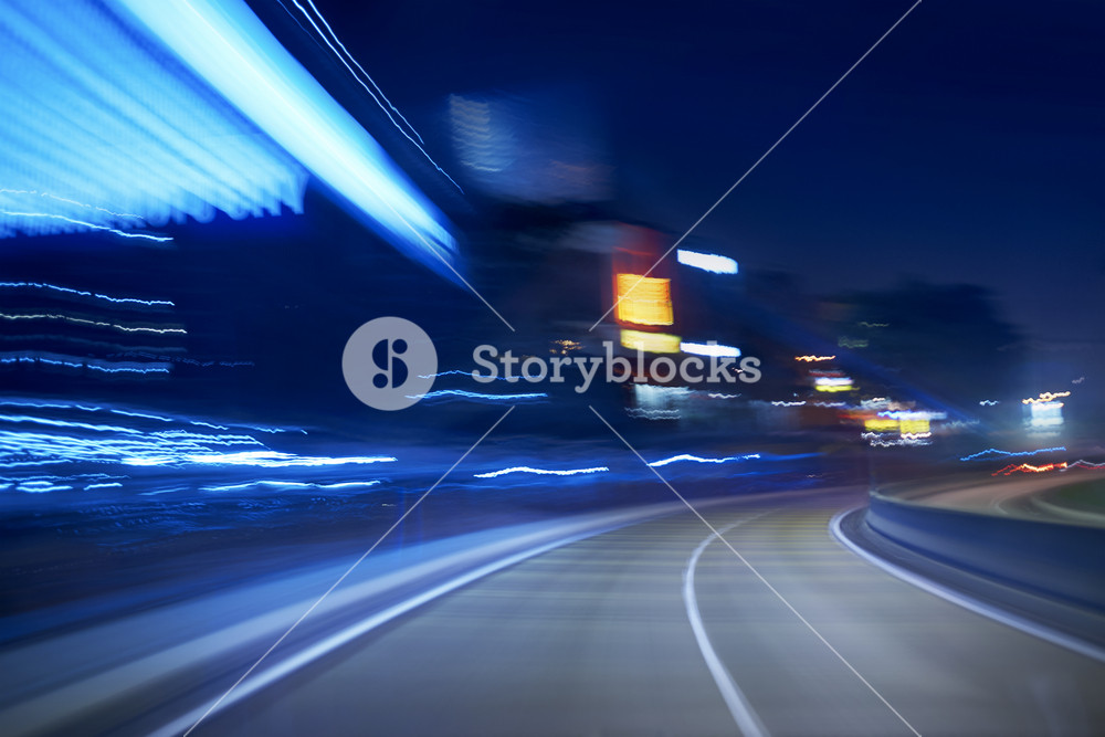 moving forward motion blur background,night scene