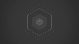 Black and white animation. Number appears in hexagonal frame - 6